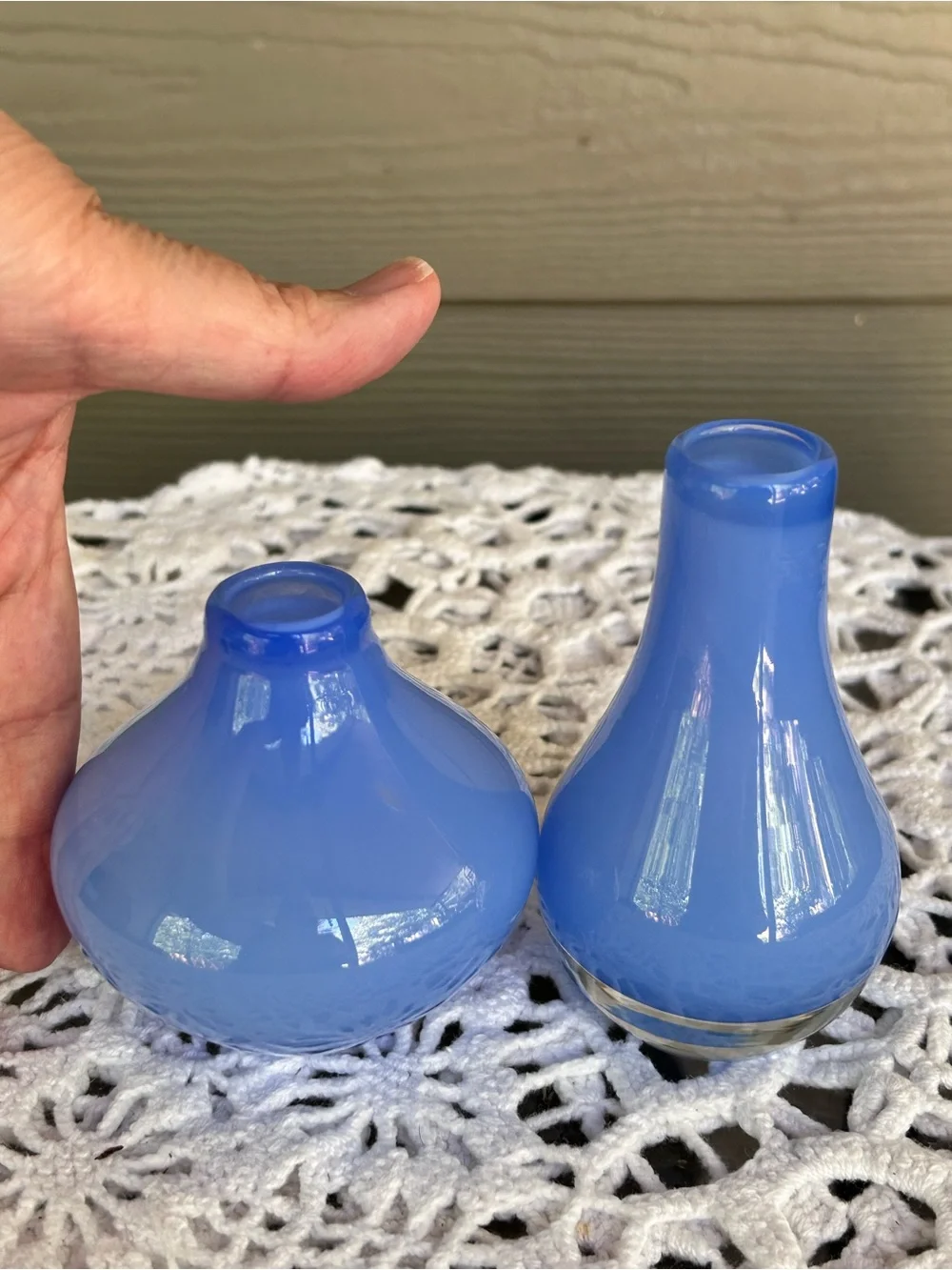 Blue Glass Bud Vases - Set of 2